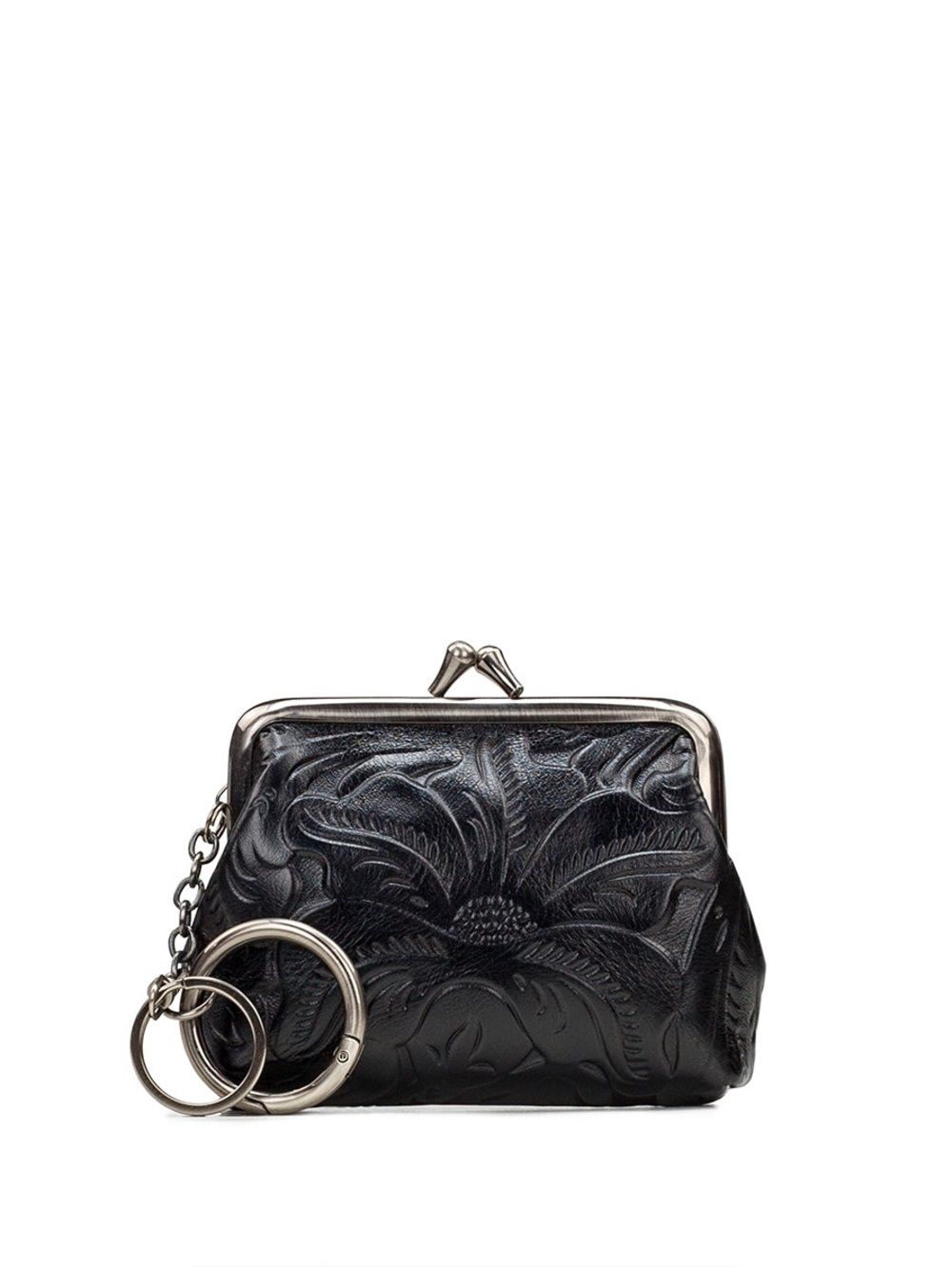 Patricia Nash Borse Coin Purse Black Leather Tooled